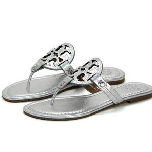 Tort Burch Silver Miller Sandals
